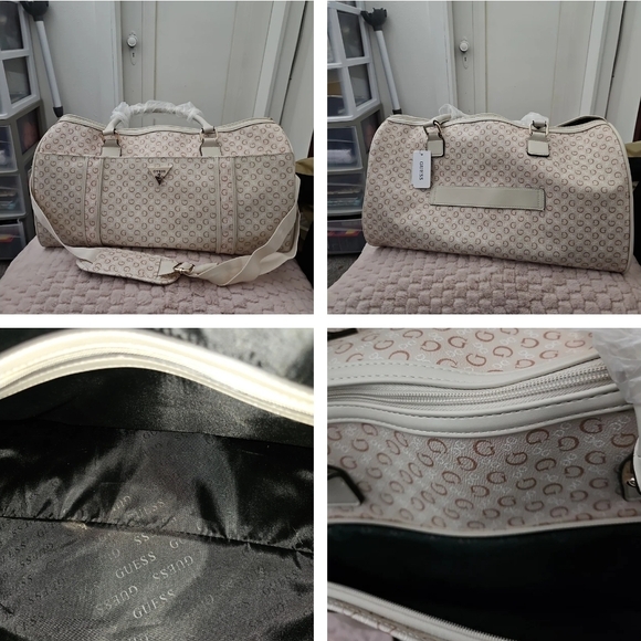 Guess Cream Monogram Travel Bag - Picture 1 of 1